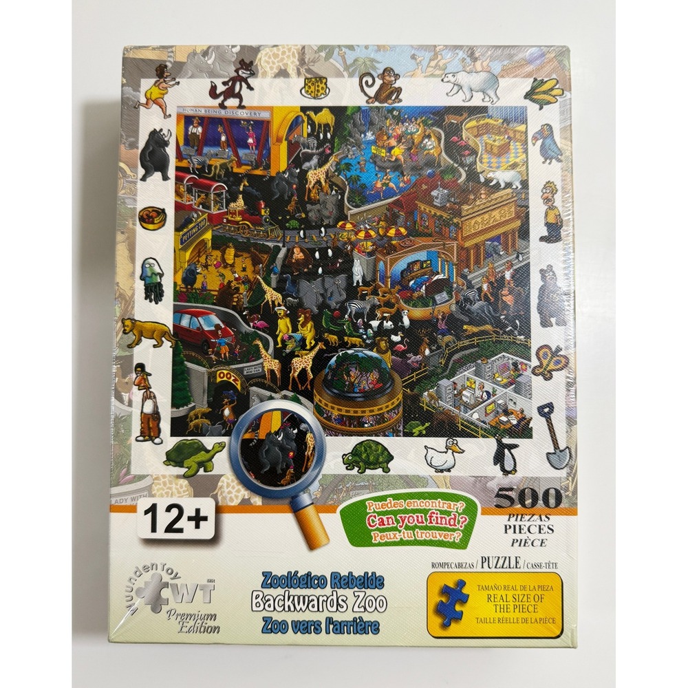 Wuundentoy Jigsaw Puzzle Unisex 500 Piece Multicolor Backwards Zoo 6648-4